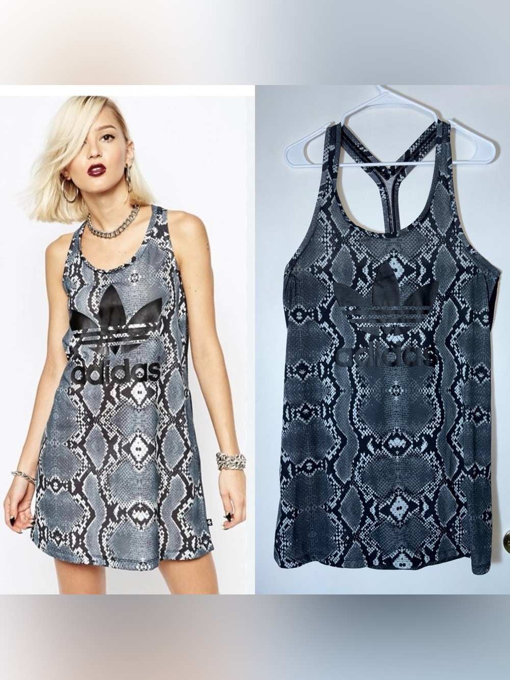 Adidas x Rita Ora Snake Print Athletic Racerback Tennis Dress Size Large